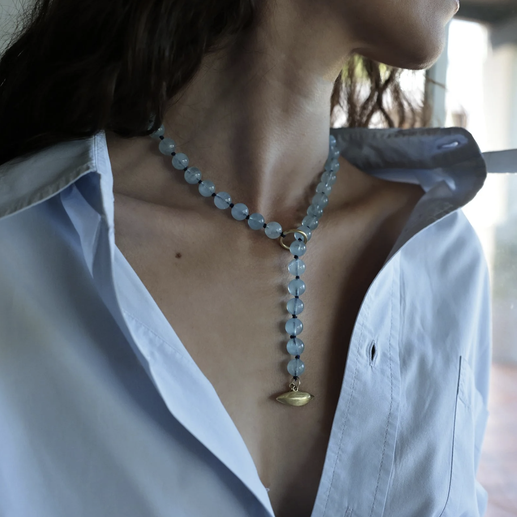 Lisa Ziff <br> Pip Toggle Aqua-Beaded Necklace