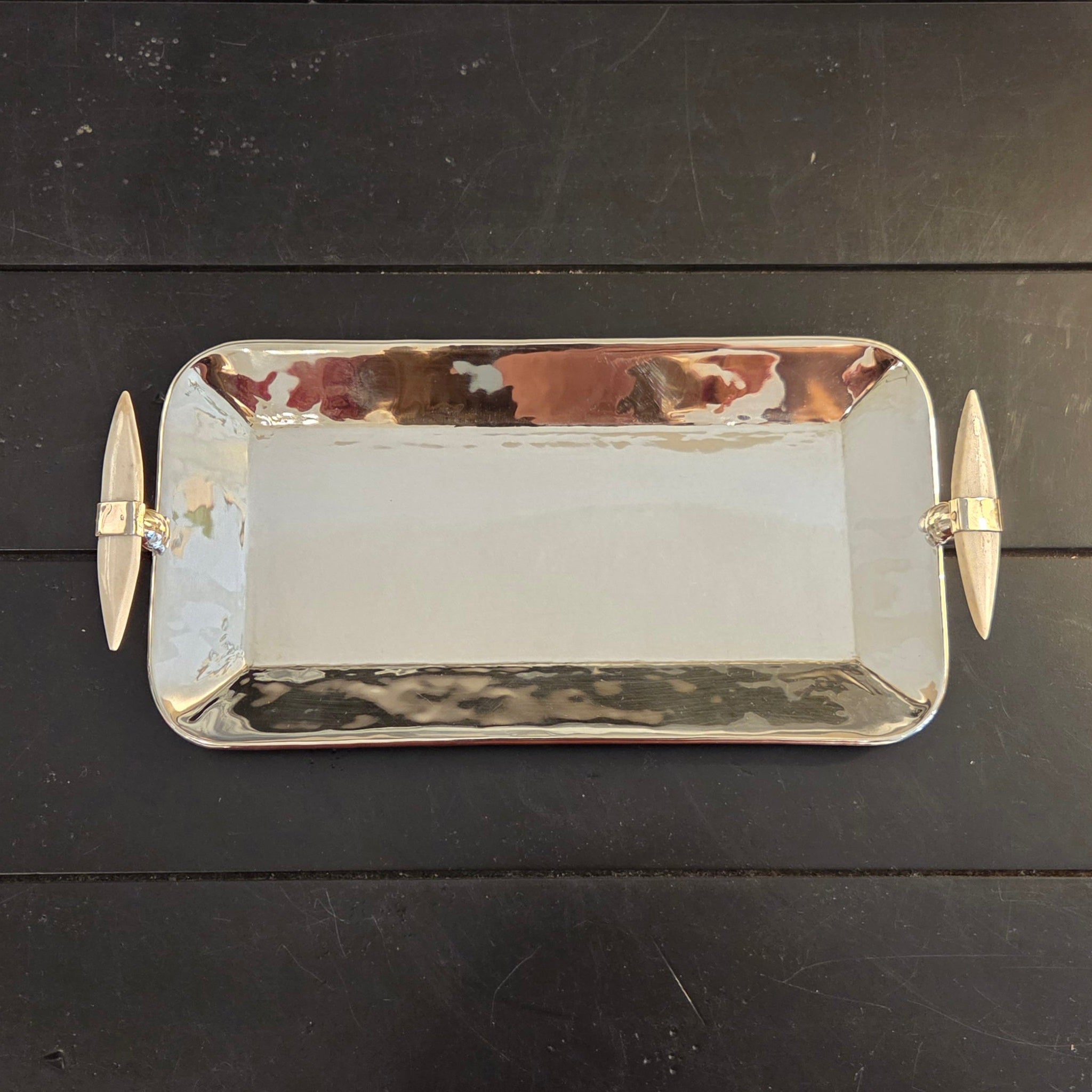 Cerro Rectangular Tray <br> Alpaca Metal & Bone