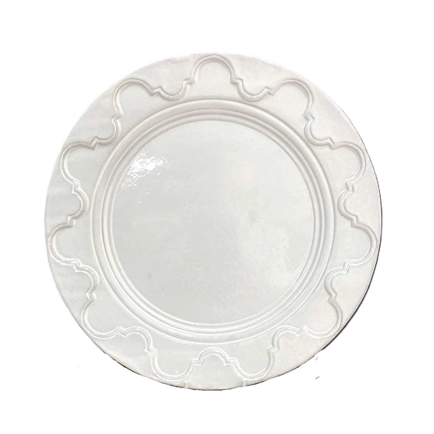 Astier de Villatte <br> Grand Chalet Dinner Plate with Border Decoration