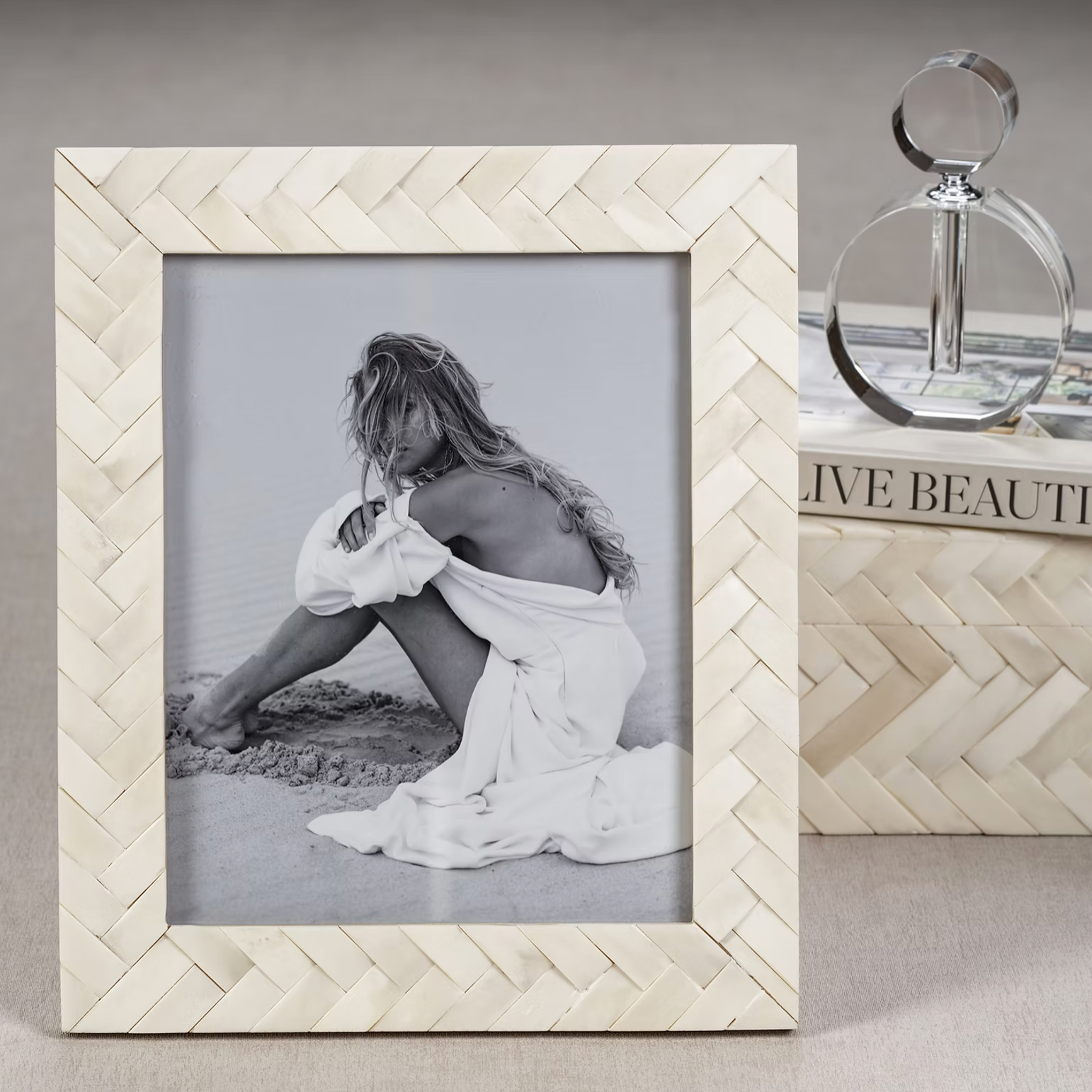 Bone Braided Picture Frame