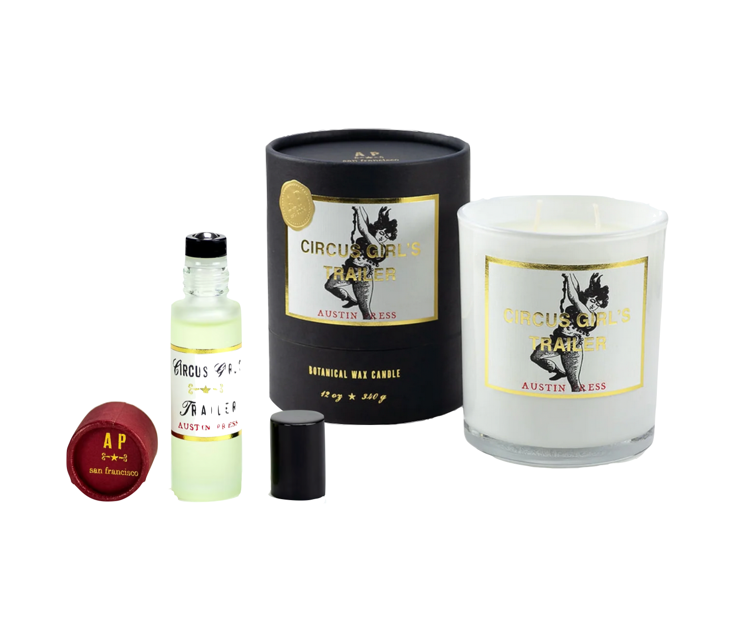 Austin Press <br> Circus Girl's Trailer Candle and Perfume Oil Gift Set