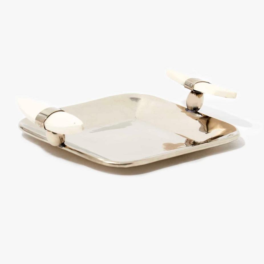 Cerro Square Tray <br> Alpaca Metal & Bone