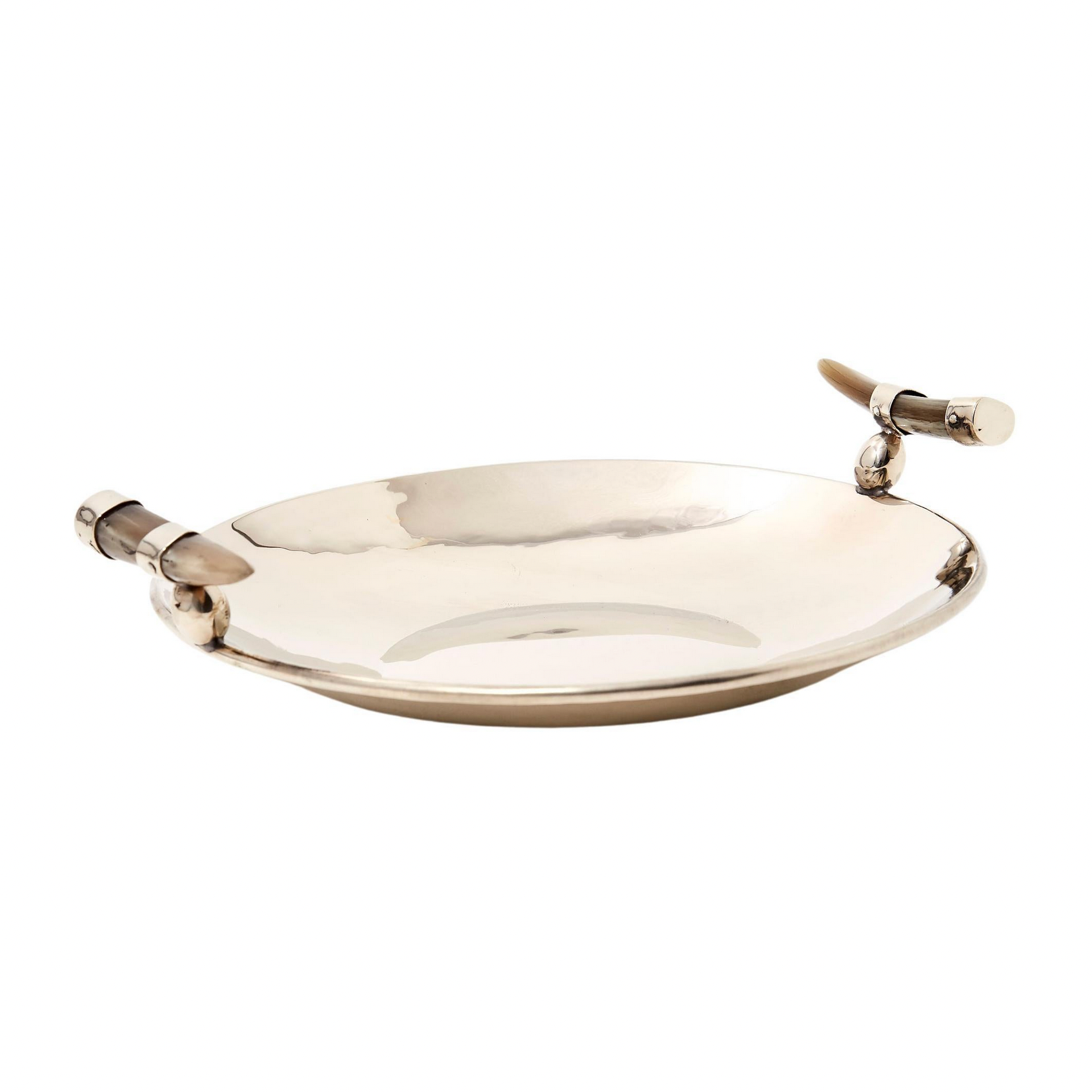 Cerro Round Tray <br> Alpaca Metal & Goat Horn