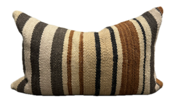 Treko UMU Oatmeal/Brown/Oxide striped pillow 24" x 15"