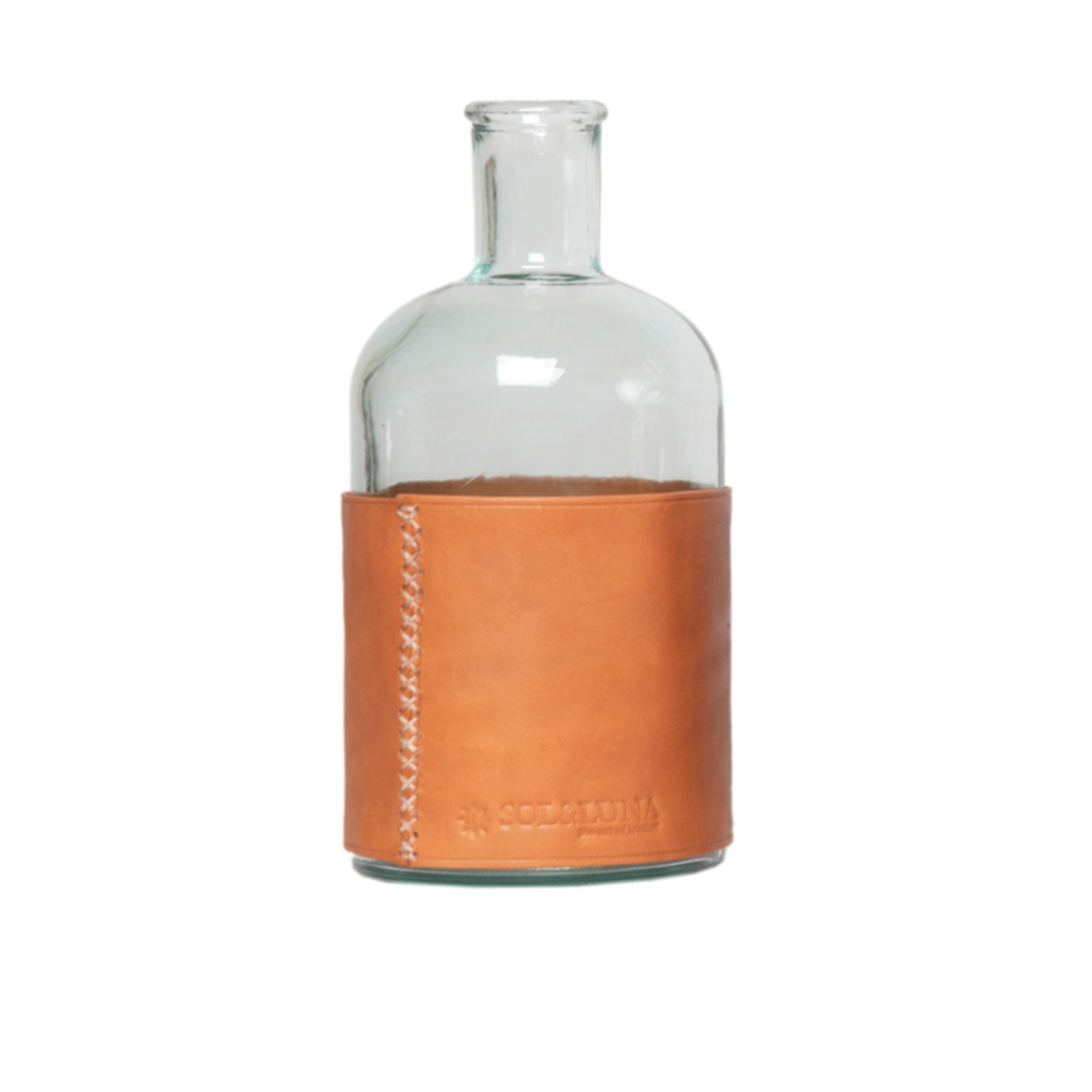 Large Leather Wrapped Glass Carafe