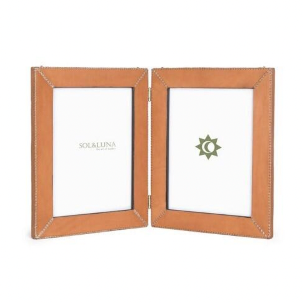 Large Double Leather Picture Frame