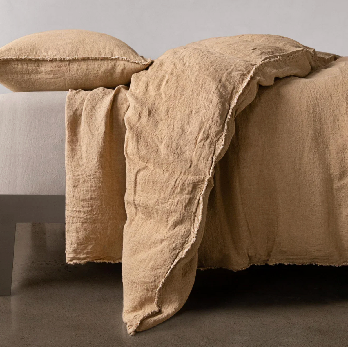 Linen King Duvet Cover with 4 King Shams, Carmel color