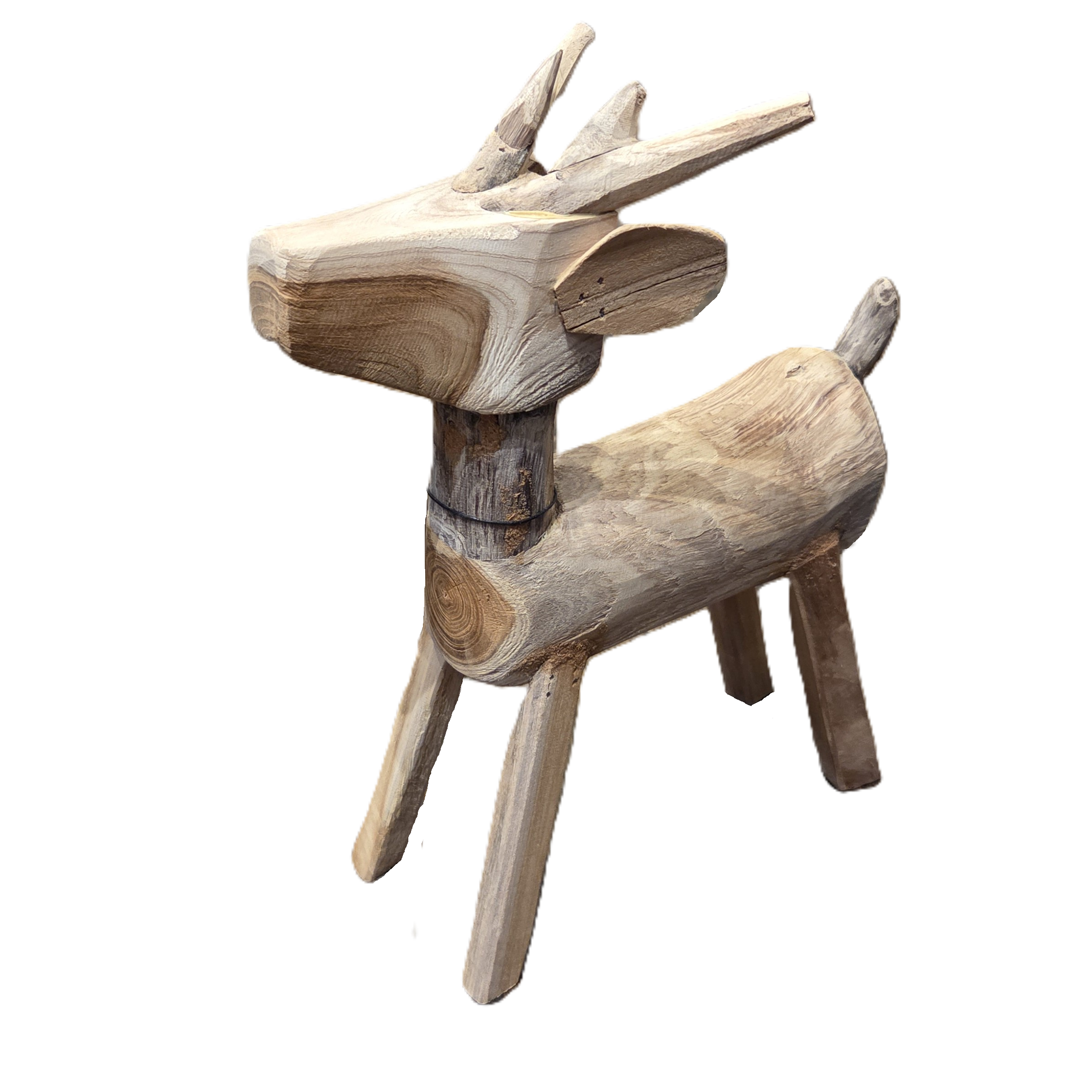 Hand-Carved Teak Reindeer