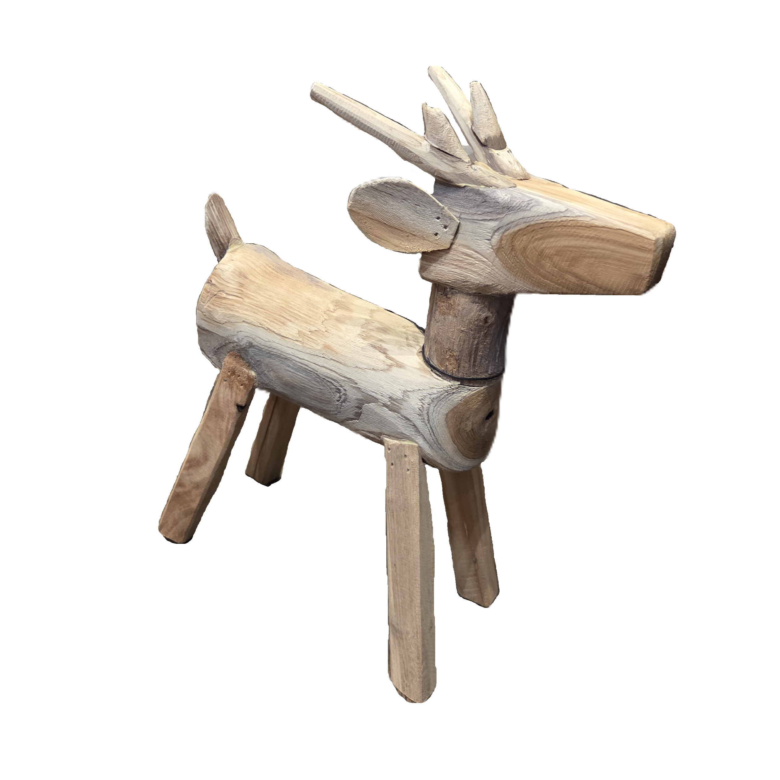 Hand-Carved Teak Reindeer