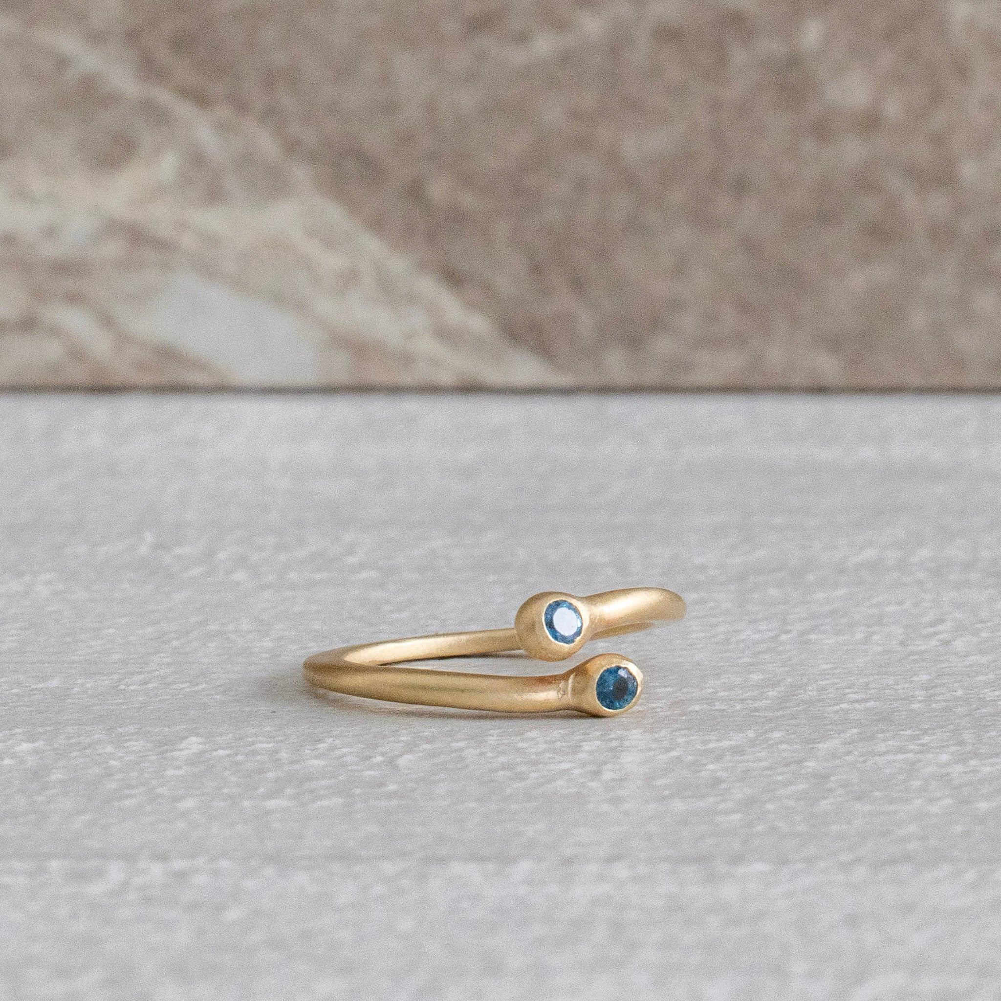 Lisa Ziff <br> Bud Ring with Aqua Marine