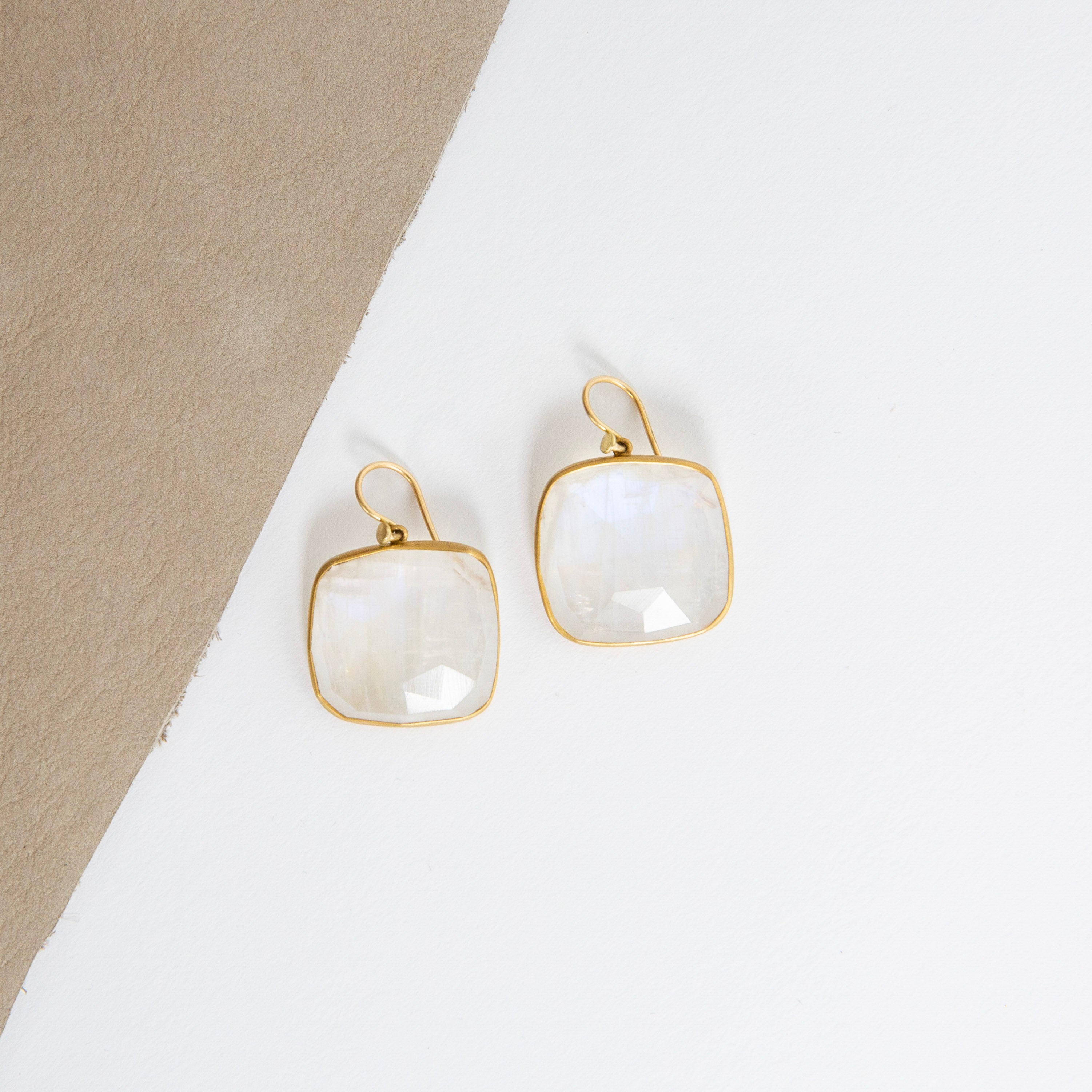 Lola Brooks<br>22K Moonstone Cushion Earrings