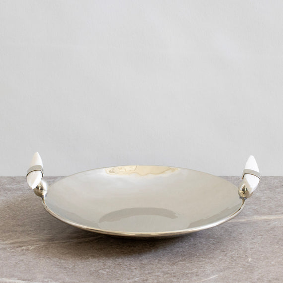 Cerro Mini Round Tray <br> Alpaca Metal & Bone