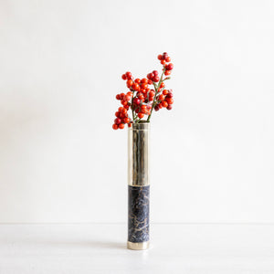 Salta Flower Vase Mini Tube Alpaca Metal & Black Onyx