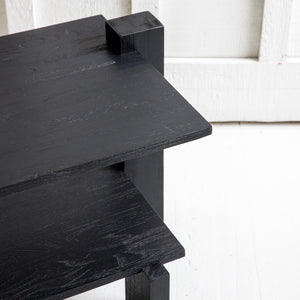 Abstract Table-Varnished Teak Black Rectangular