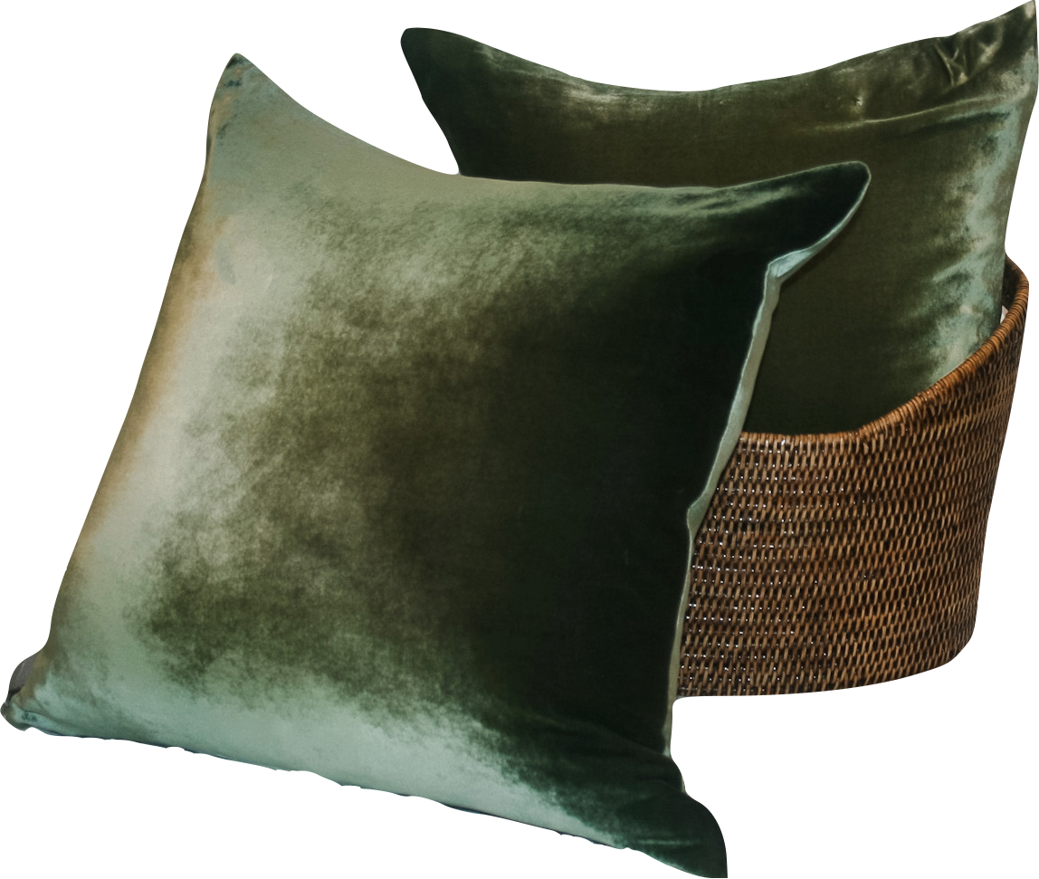 Kevin O'Brien <br> Ombre Velvet Pillow - Evergreen