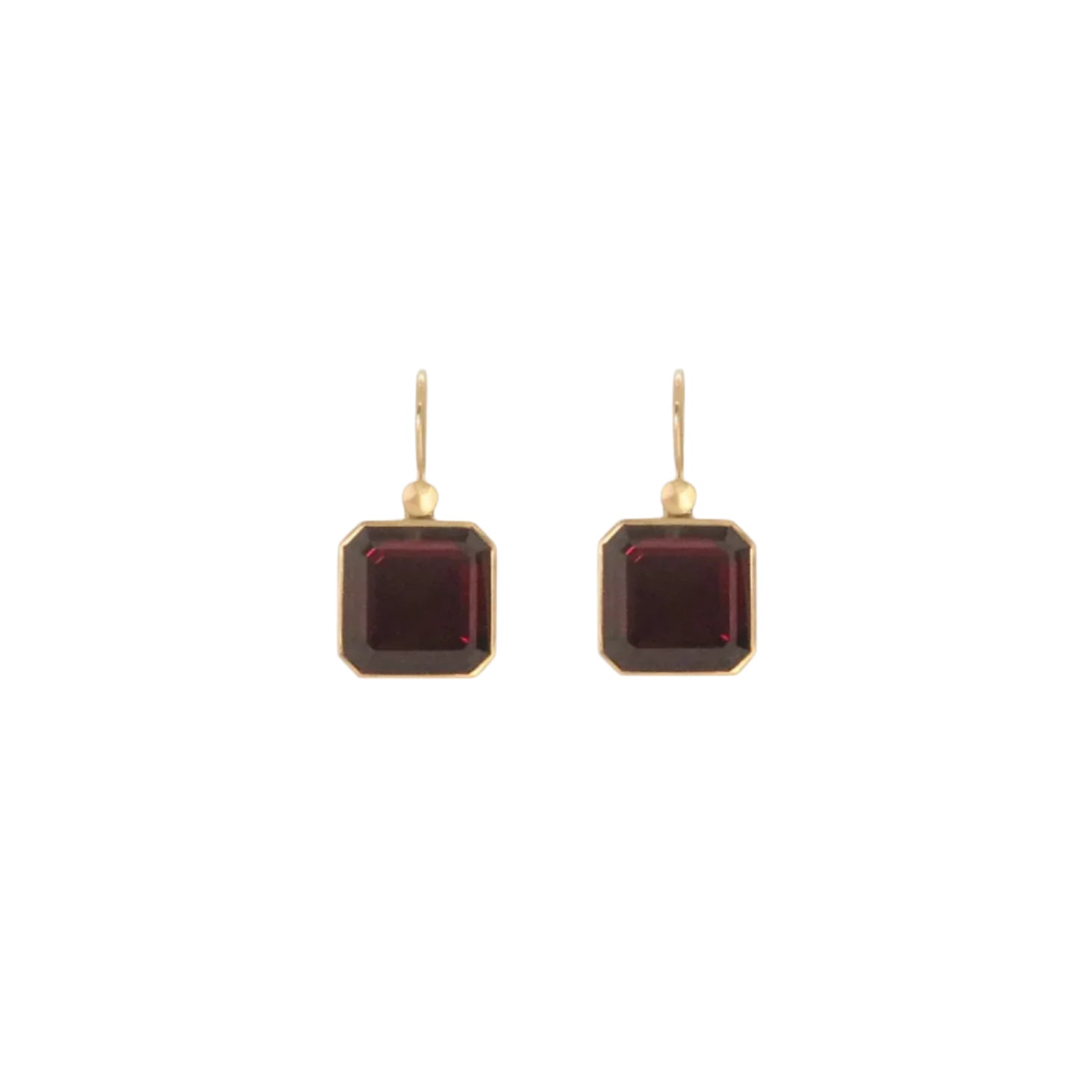 Lola Brooks <br> 18k Gold & Garnet Cube Drop Earrings