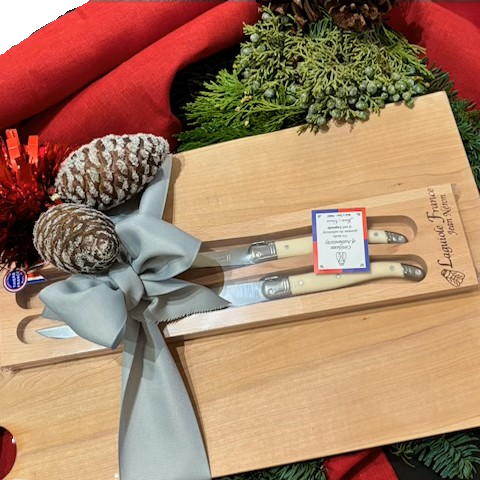 Owen Mortensen Cutting Board and Laguiole Ivory Carving Set Gift Set