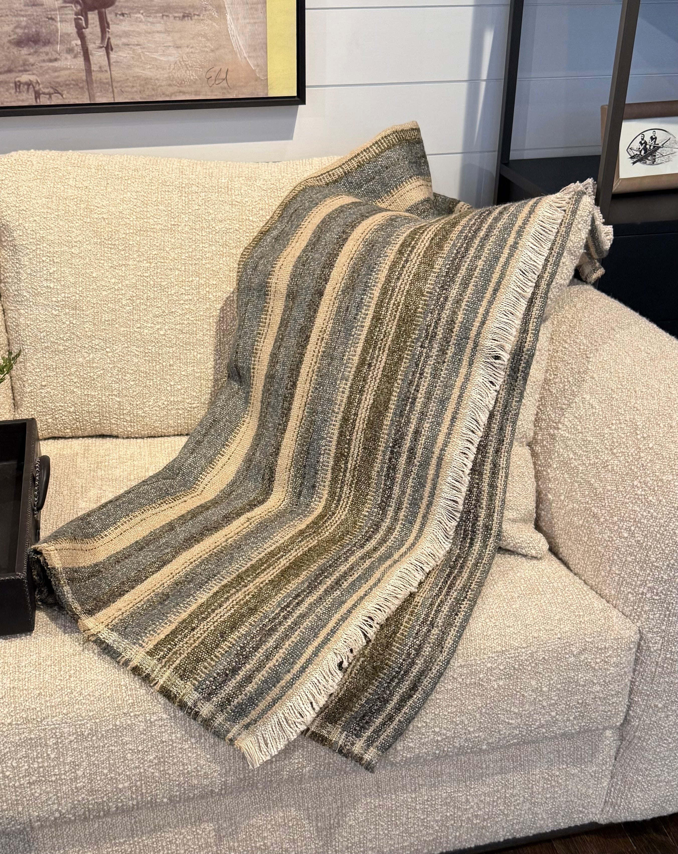 Nagy Blue & Green Striped Throw