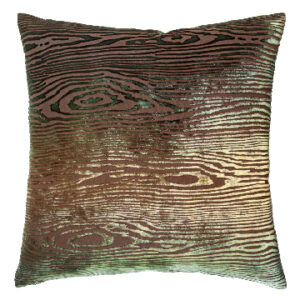 Woodgrain Velvet Pillow in Green Gold Brown