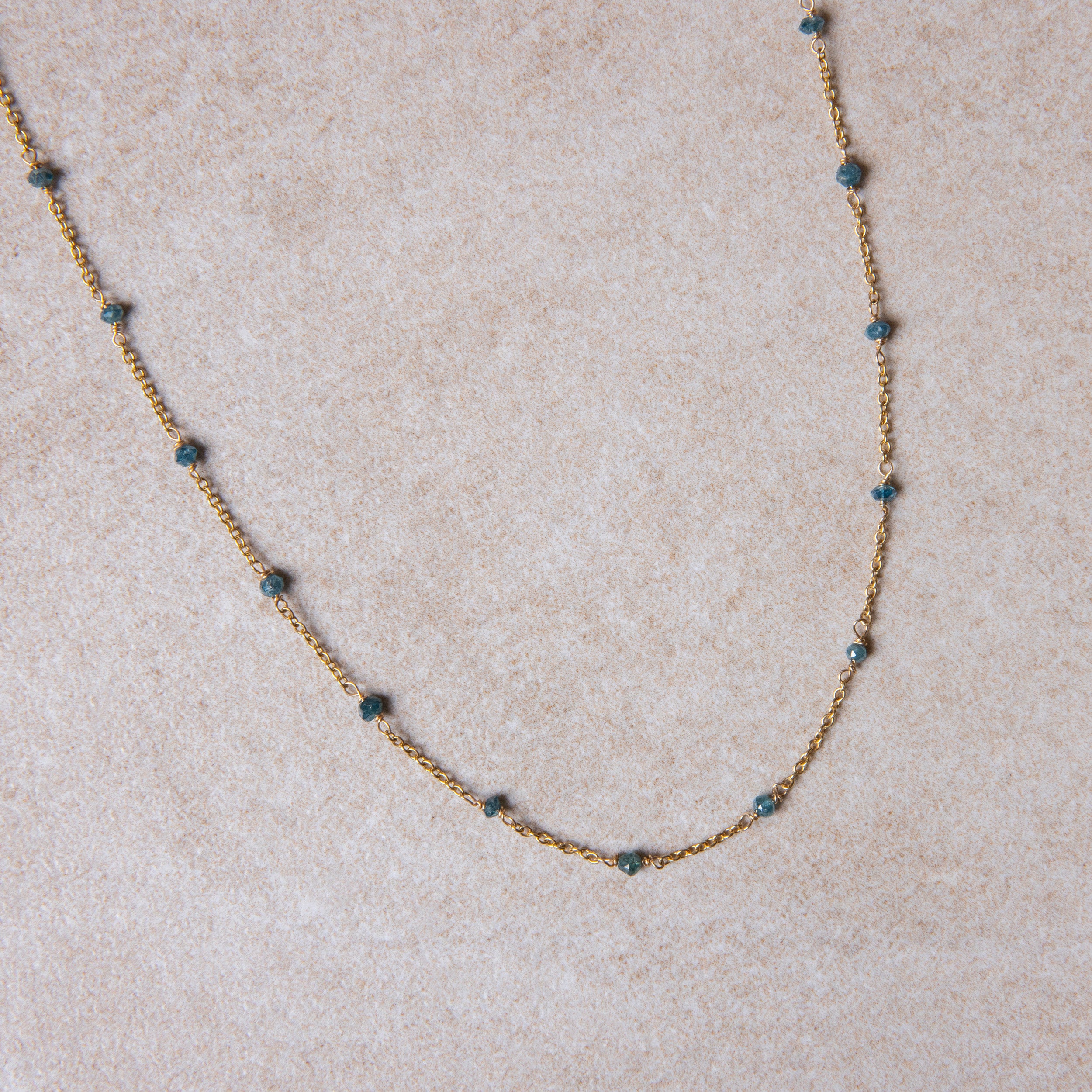 Mirta Tummino <br> Blue Diamond Station Chain Necklace