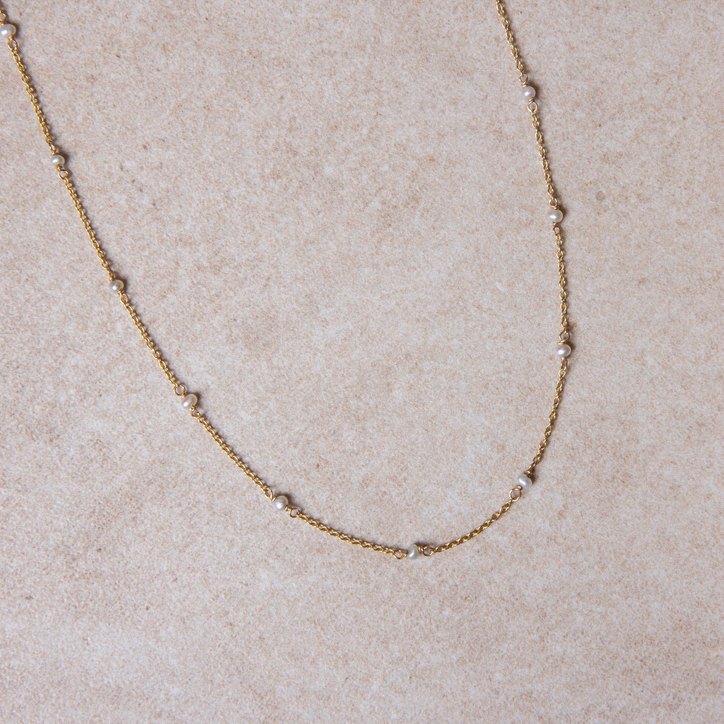 Mirta Tummino <br> Pearl Station Chain Necklace