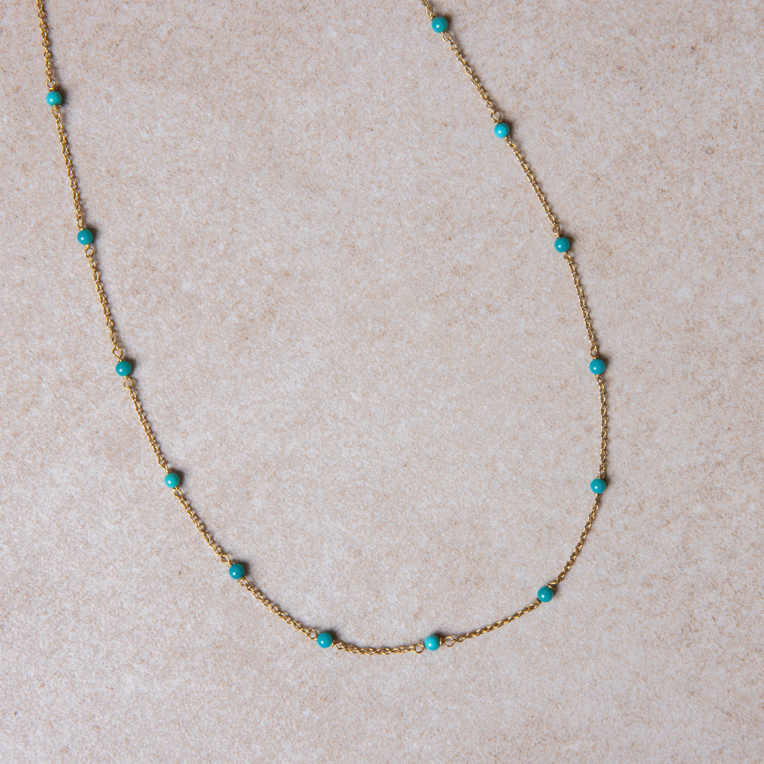 Mirta Tummino <br> Turquoise Station Chain Necklace