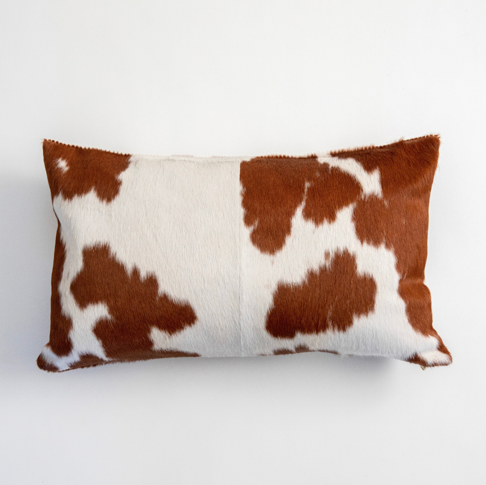 Brown and White Hide Pillow - Set of 2