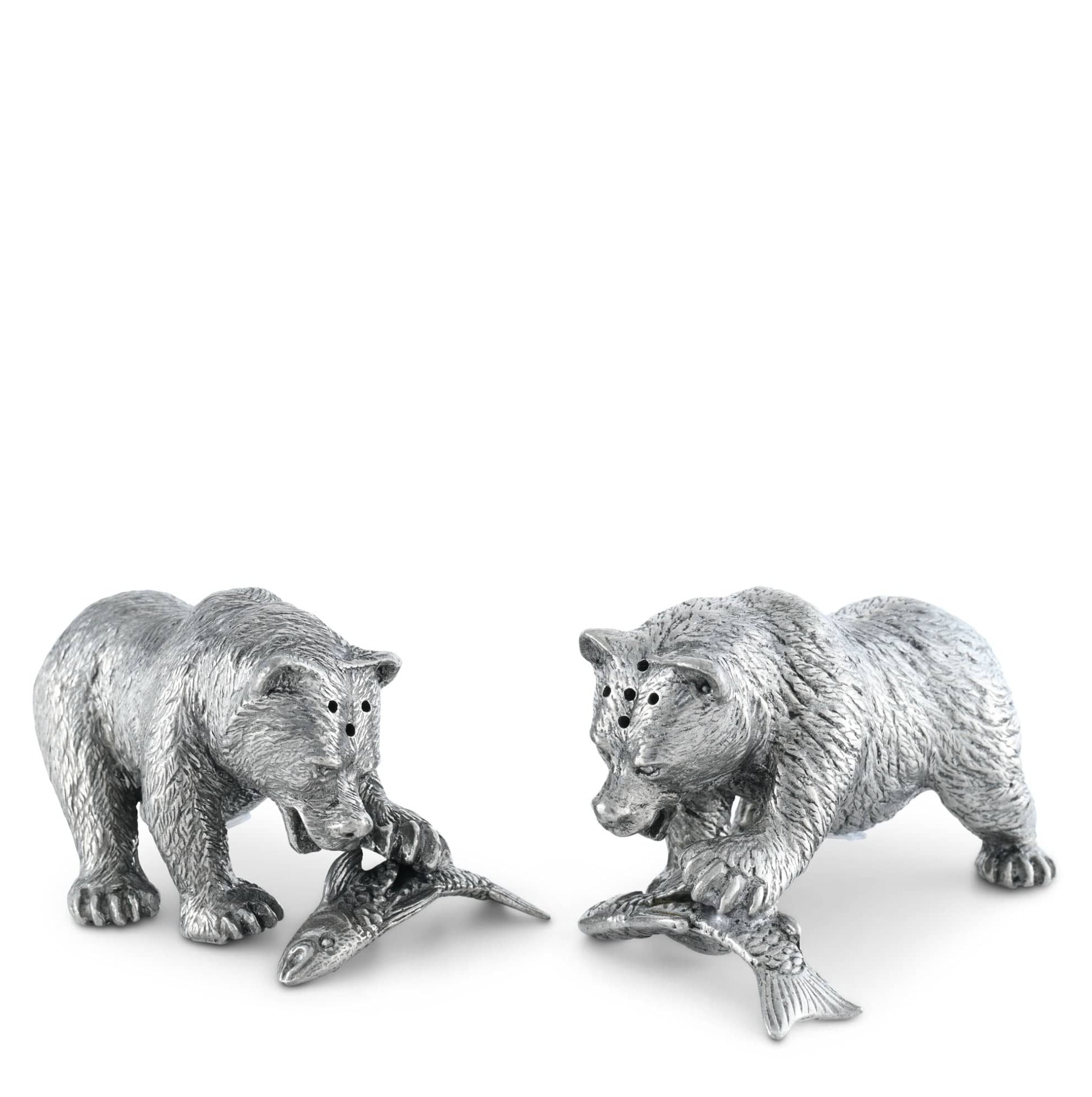 Pewter Fishing Bear Salt & Pepper Set