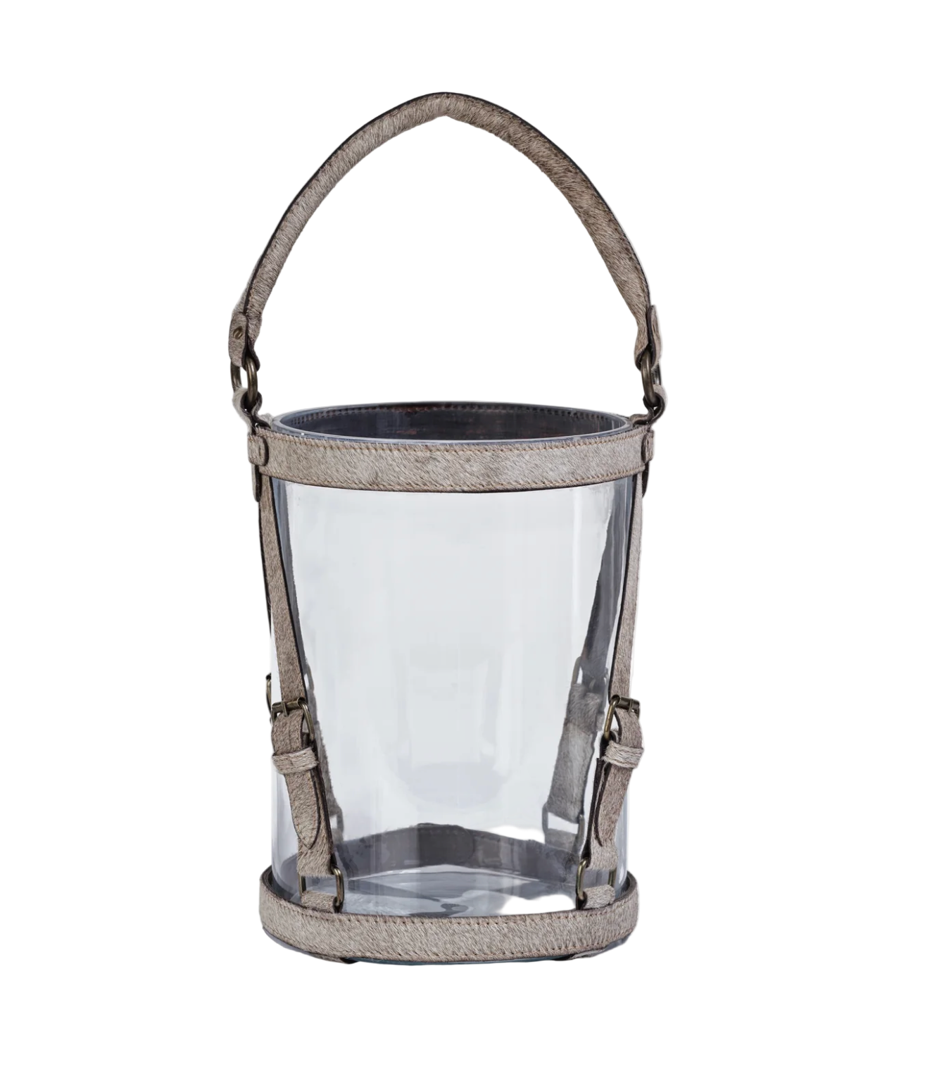 St. Moritz Hair On Hide Leather Glass Hurricane / Ice Bucket