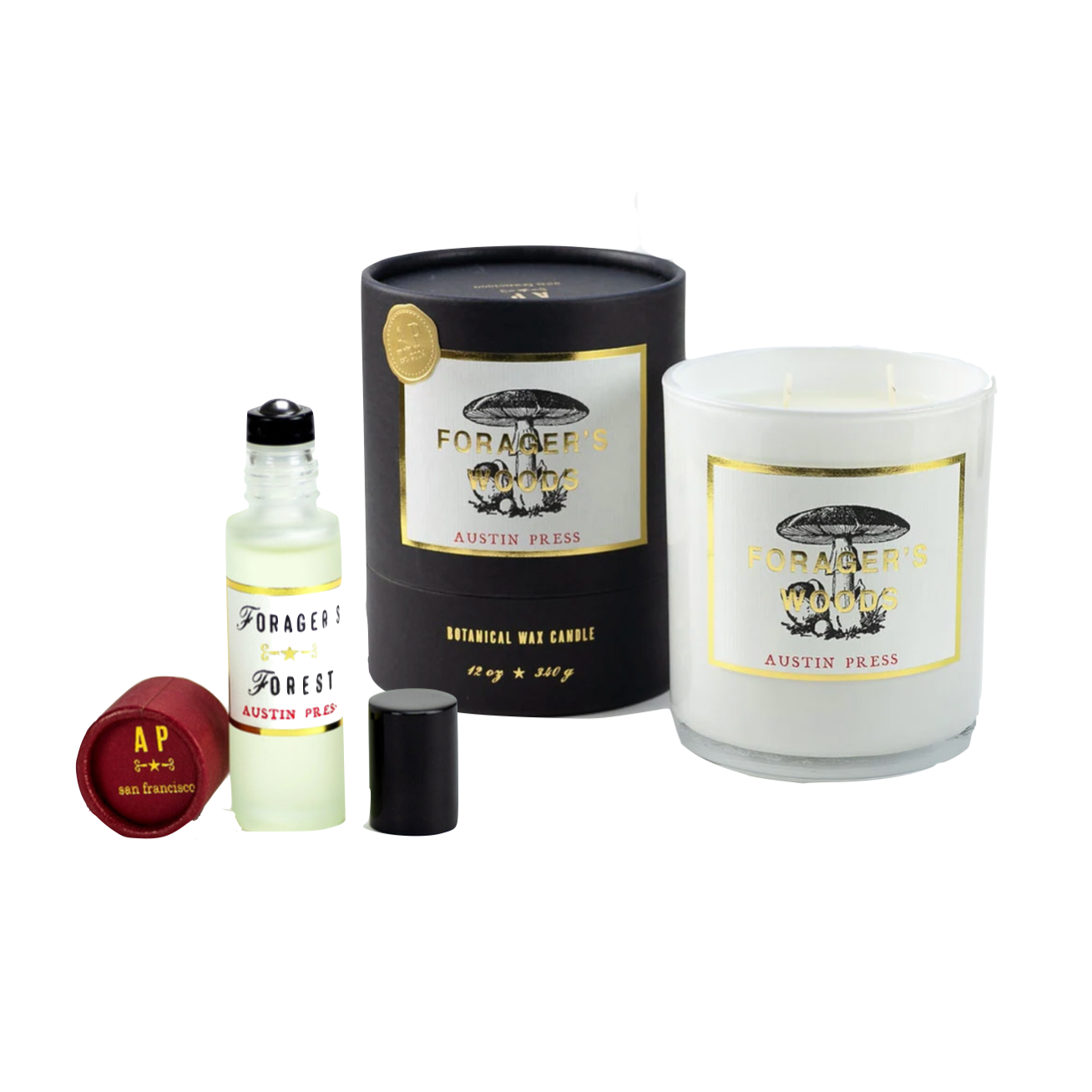 Austin Press <br> Forager's Woods Candle and Perfume Oil Gift Set