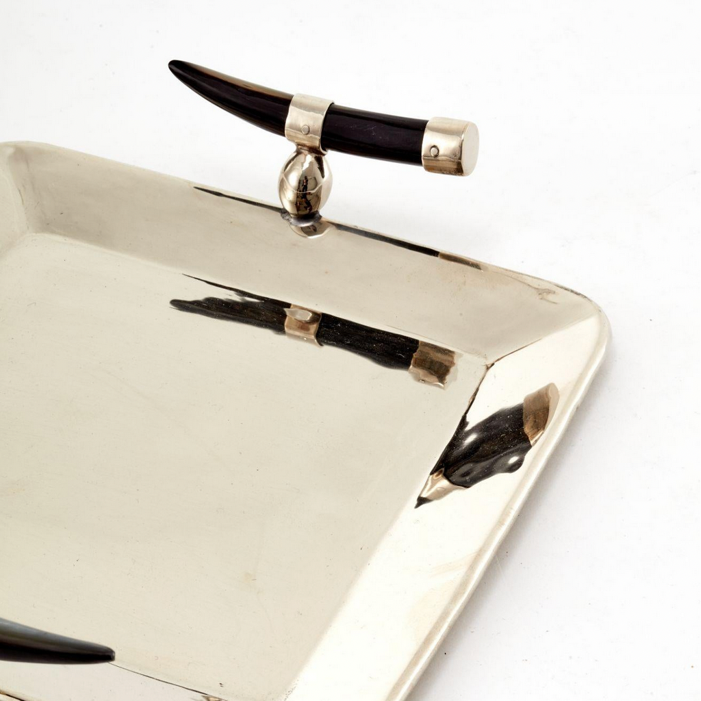 Cerro Square Tray <br> Alpaca Metal & Goat Horn