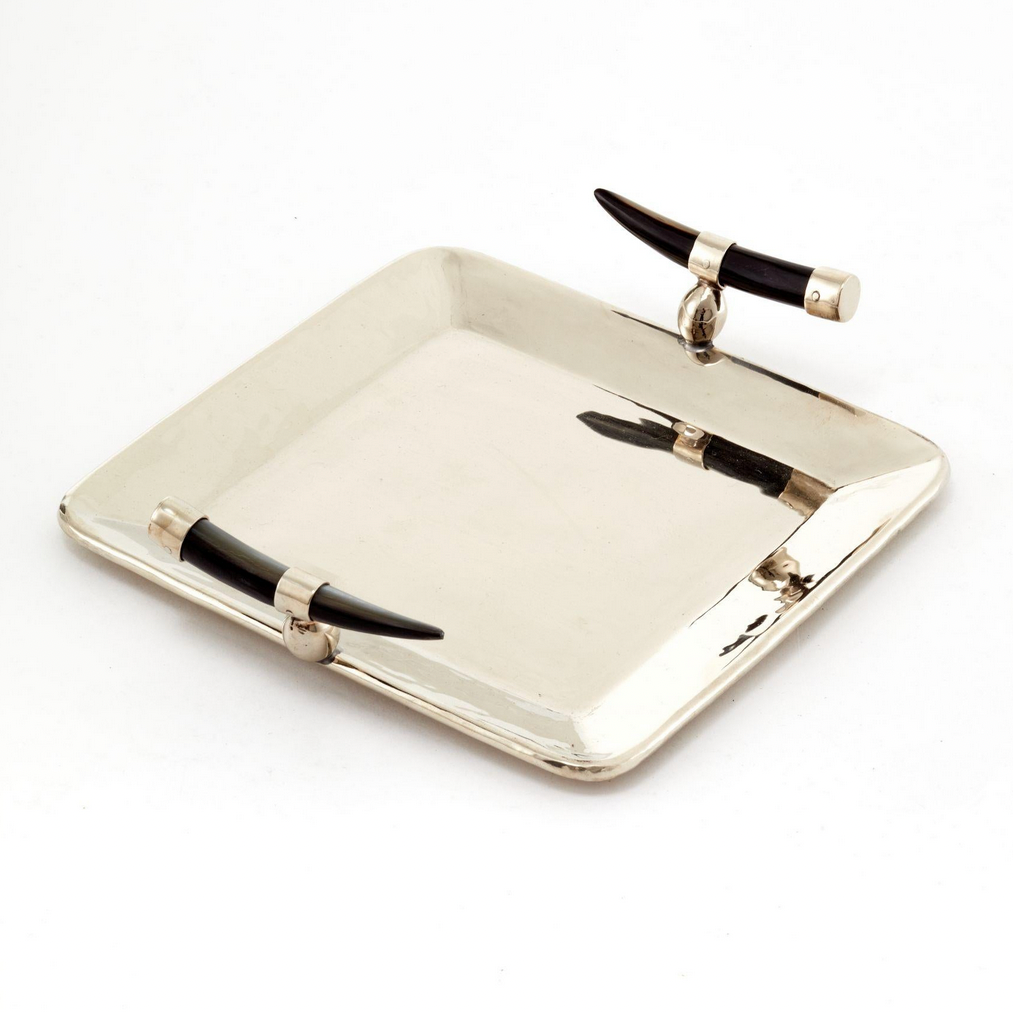 Cerro Square Tray <br> Alpaca Metal & Goat Horn