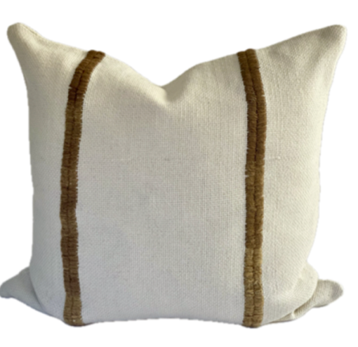 Treko Makun Stitch White and Ocre Pillow 26"