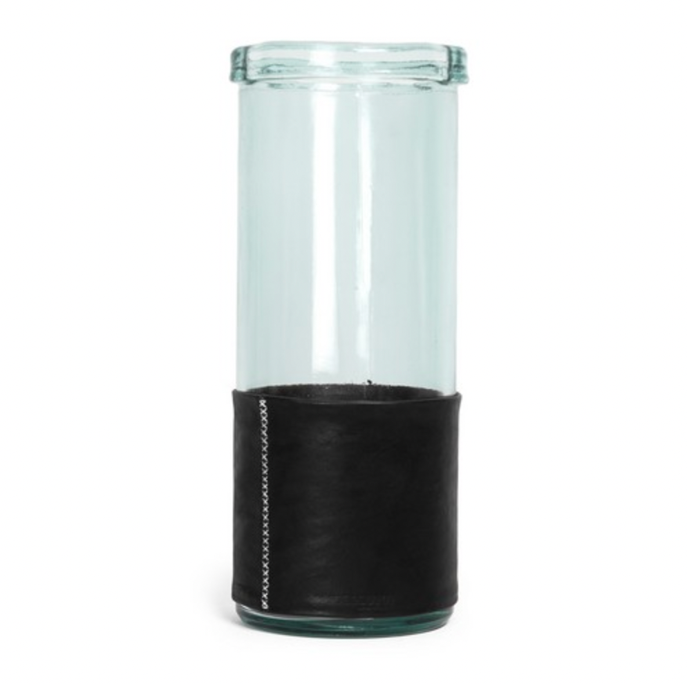 Large Glass Leather Flower Vase