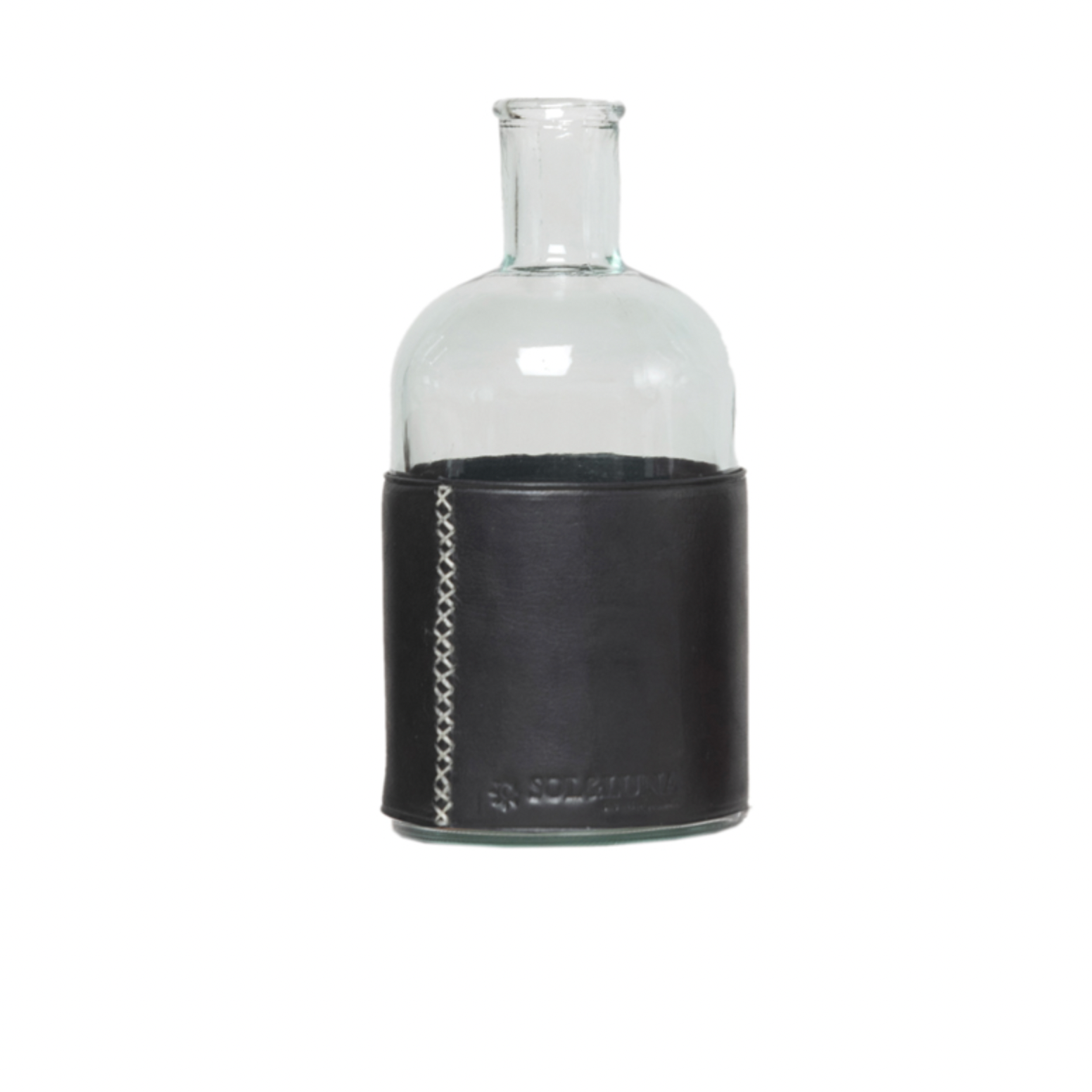 Large Leather Wrapped Glass Carafe