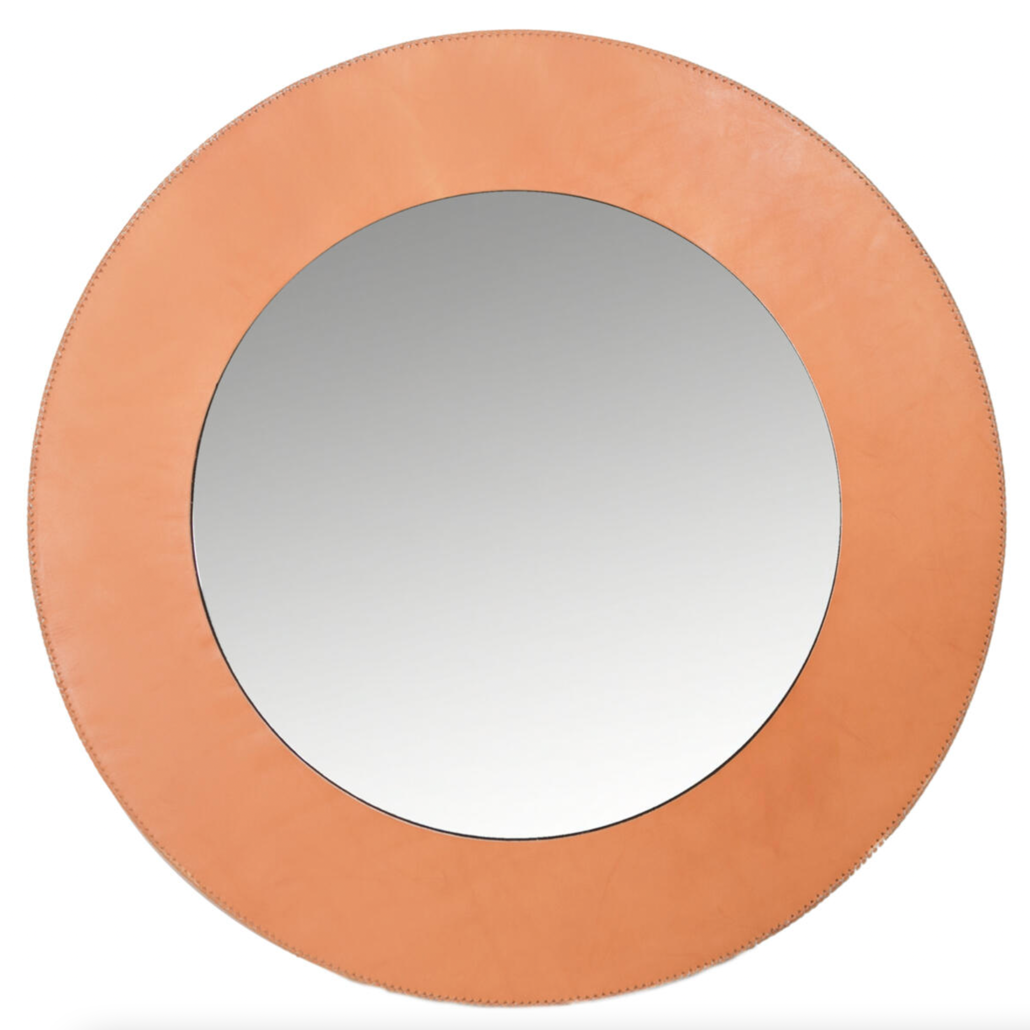 Large Round Leather Mirror