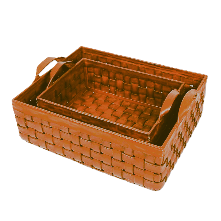 Large Leather Braided Basket
