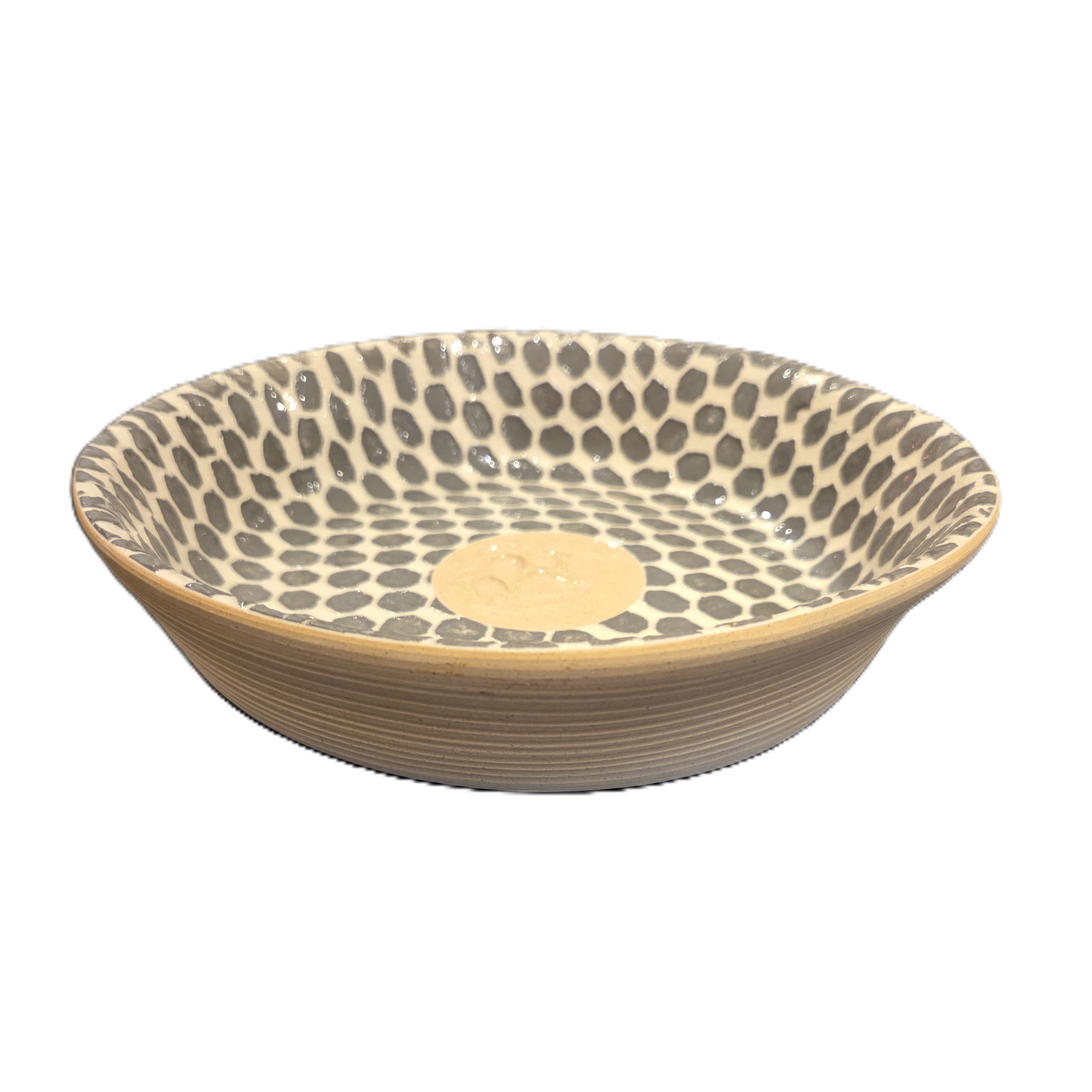 Terrafirma <br> Large Dog Bowl with Stamp - Dot Charcoal