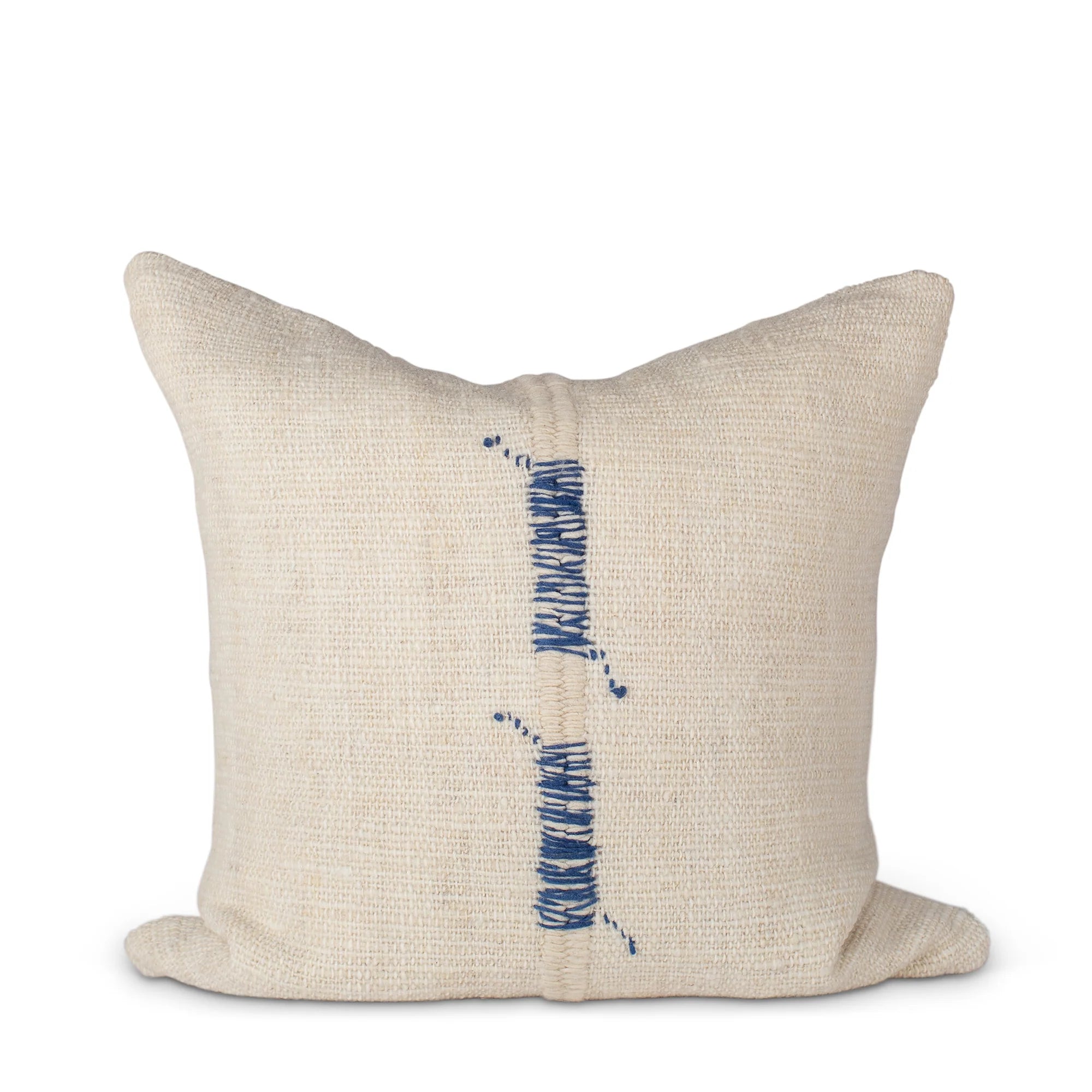 TREKO <br> White & Blue Makun Stitch Pillow