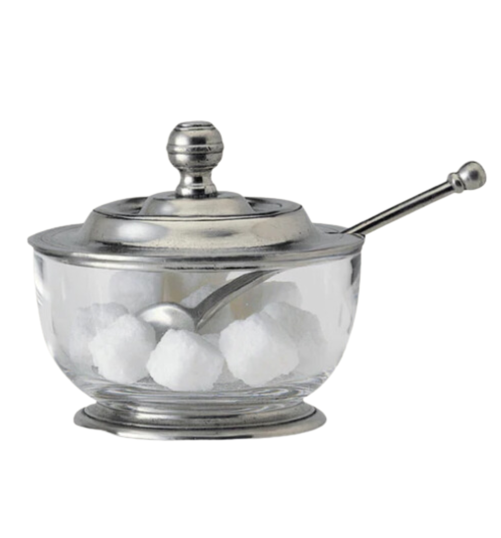 Pewter<br>Sugar Bowl with Spoon