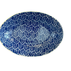 Large Nested Oval Bowl, Foliage Cobalt