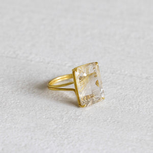 Rosanne Pugliese <br>18k Rutile Quartz Emerald Cut Ring