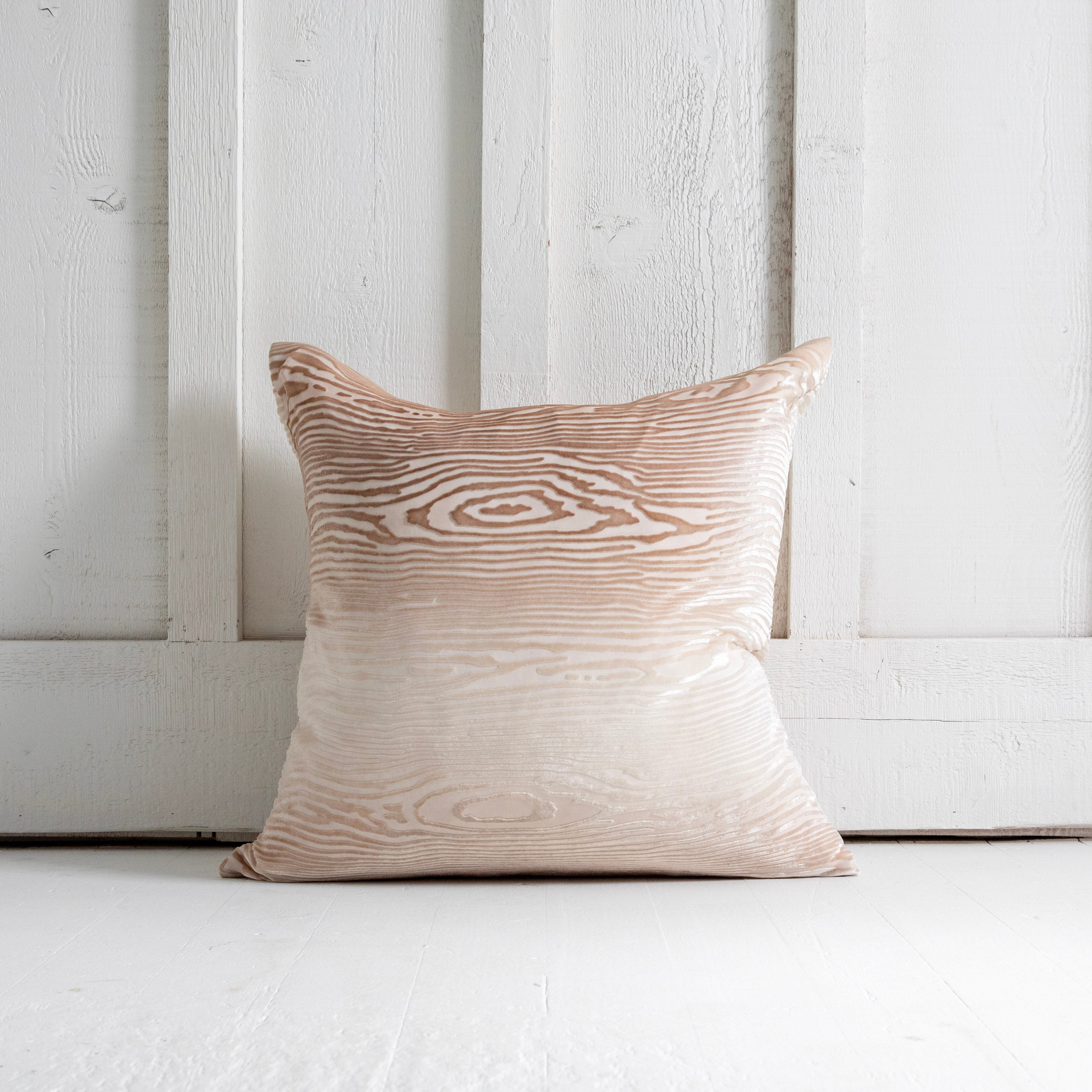 Kevin O'Brien <br> Woodgrain Velvet Pillow Vanilla Latte