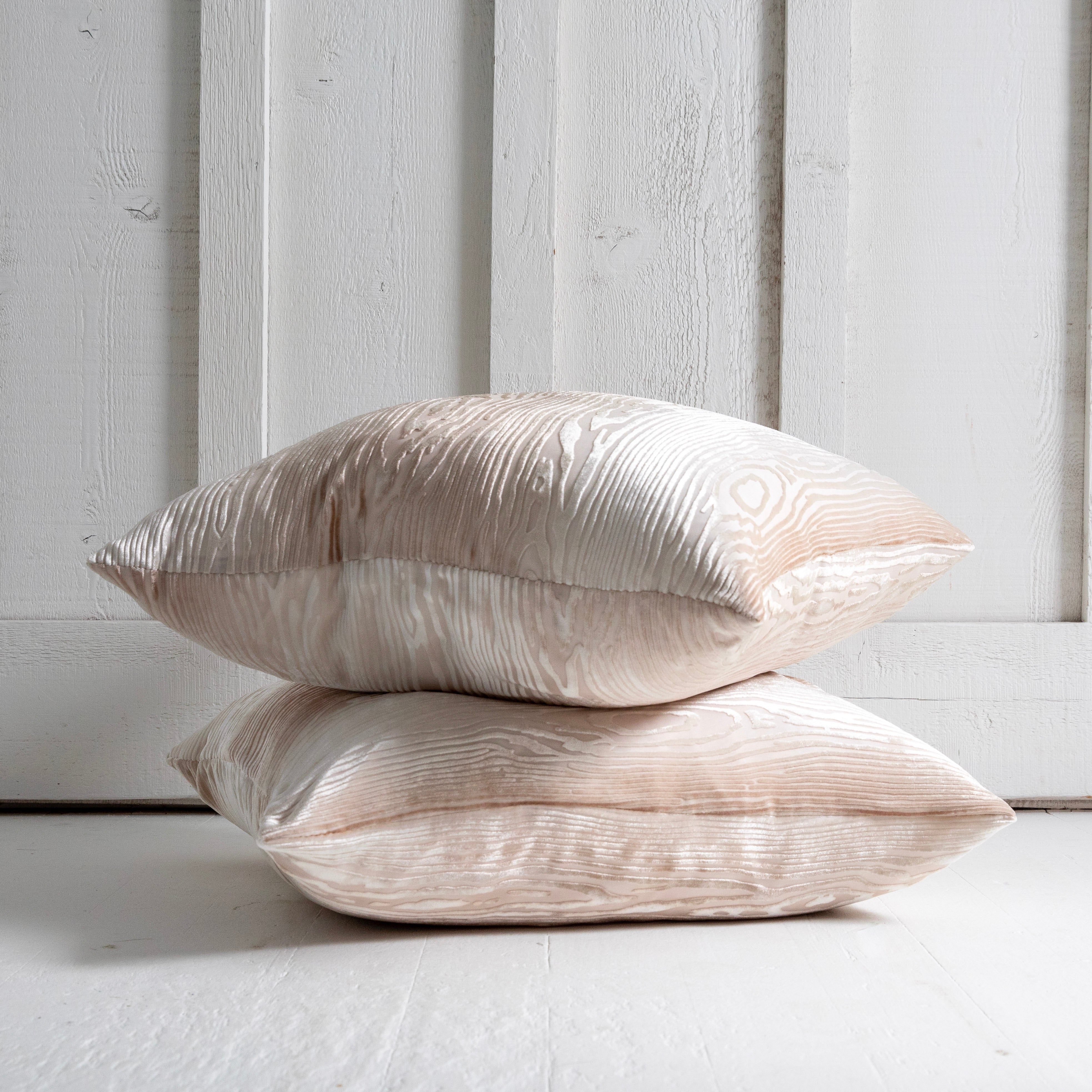 Kevin O'Brien <br> Woodgrain Velvet Pillow Vanilla Latte