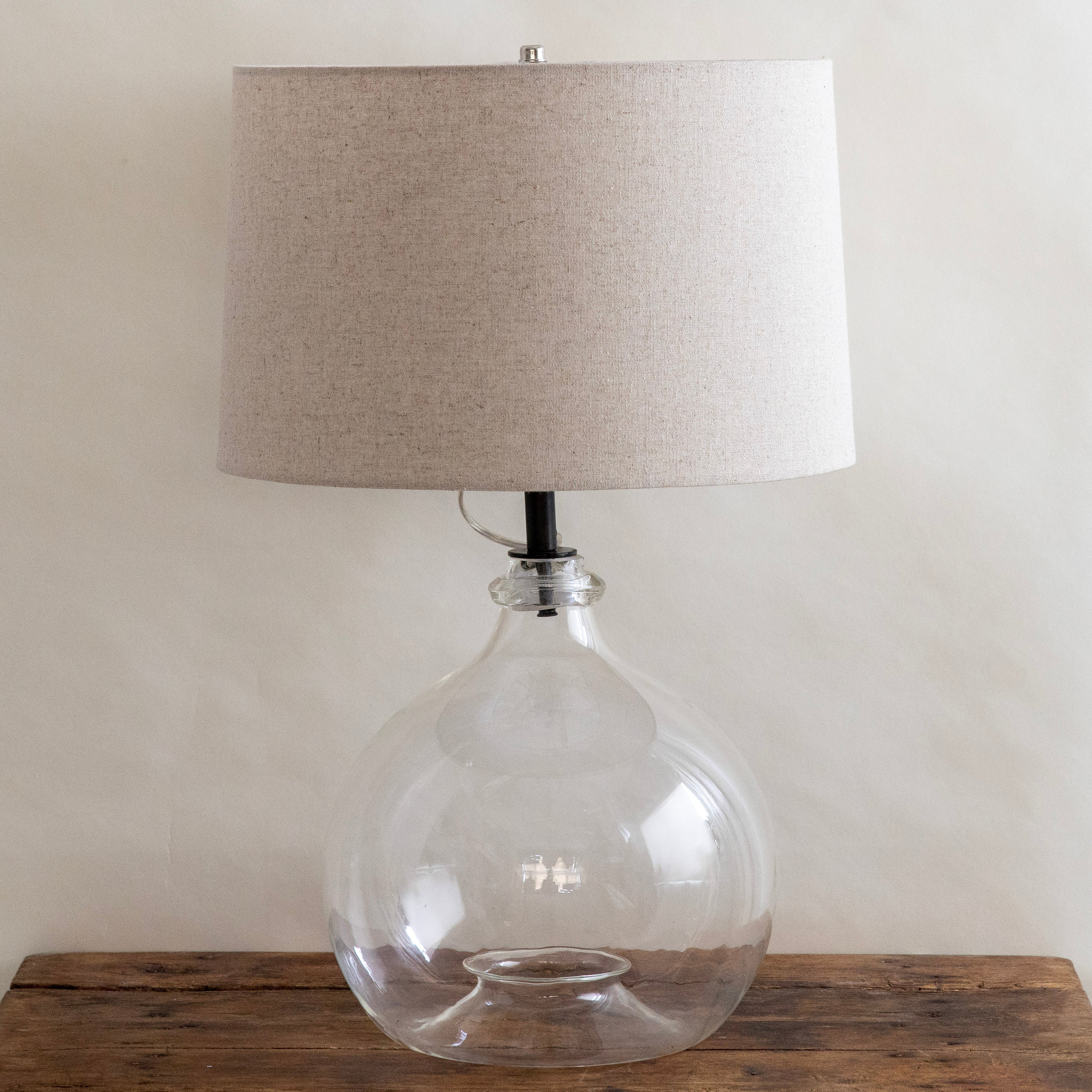 Cisco Home , Clear Jug Lamp with Linen Shade