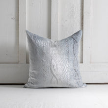 Cable-Knit Velvet Pillow<br>Icy Blue