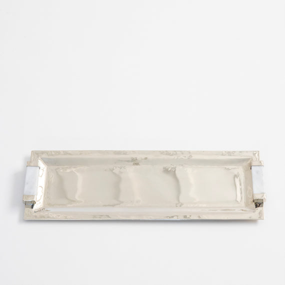 Capa Mini Rectangle Tray <br> Alpaca Metal & Grey Marble