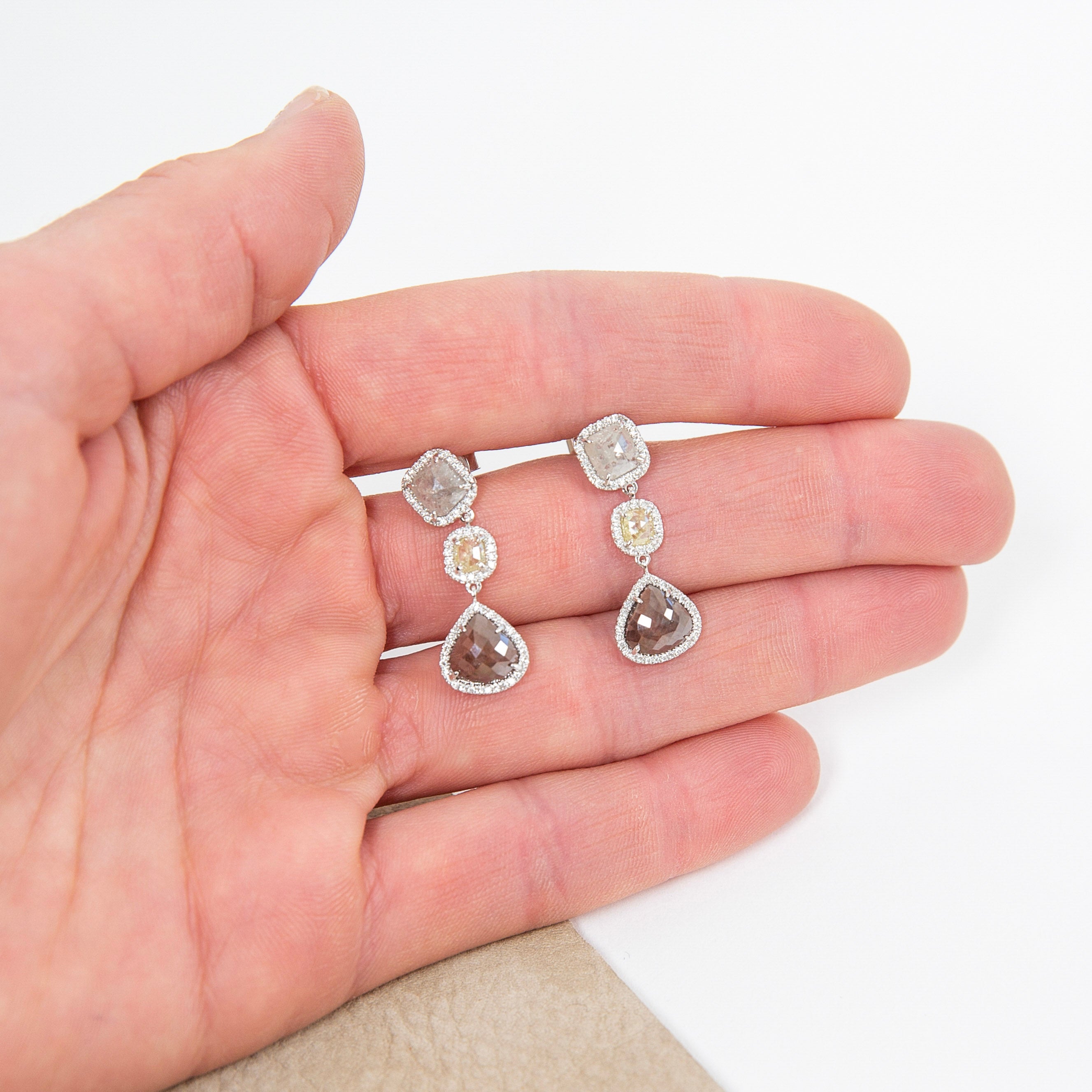 Liven Co <br> One of a kind White Gold Diamond Earrings