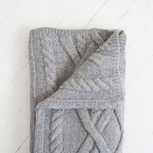 Cable Knit Baby Alpaca Throw <br> Gray