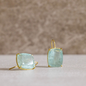 Rosanne Pugliese <br> 18k Aquamarine Cubist Earrings
